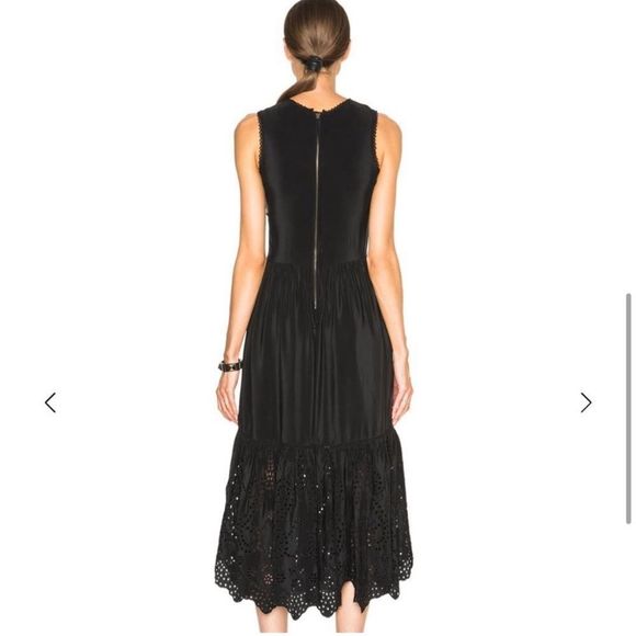 Ulla Johnson Oona Silk Eyelet Embroidered Dress in Raven Black Size 10 - Picture 4 of 11